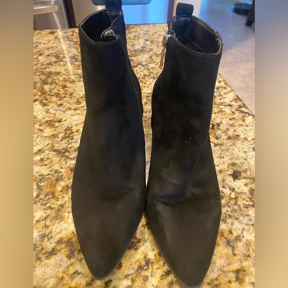 Black suede ankle high boots